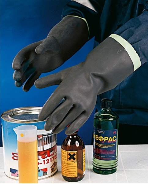Особо прочные перчатки из неопрена для работы в условиях высоких концентраций агрессивных сред ЗЕВС  457417 (6890)