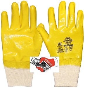 Перчатки “НИТРИЛ-ЛАЙТ-SР РП” желтые с полным обливом. 00471 (7, 8, 9, 10 размер)