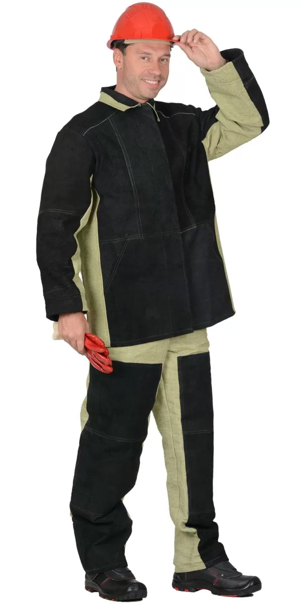Костюм сварщика лений: куртка, брюки брезентовый со спилком (2,7 кв.м) тип Б 01565