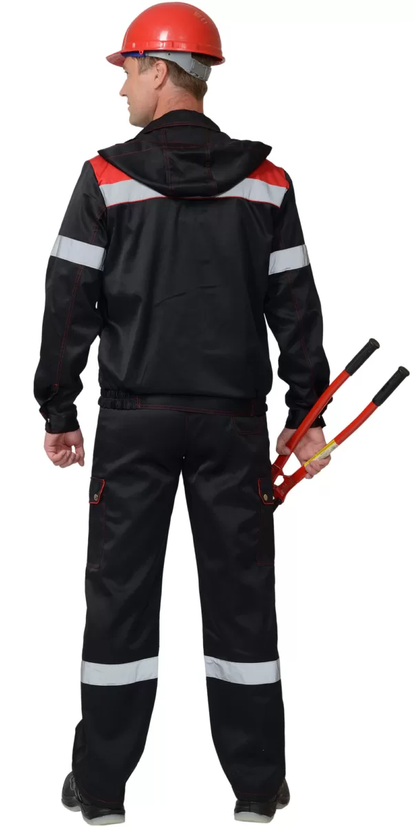 Костюм куртка с полукомбинезоном черный с красным с СОП 02310