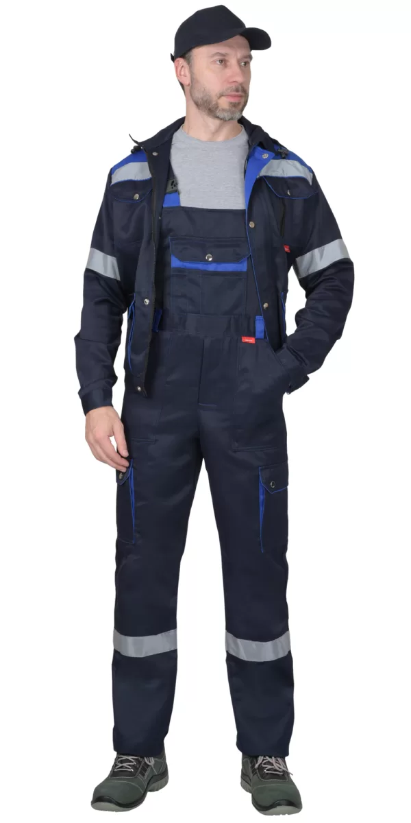 Костюм куртка с полукомбинезоном синий с васильковым и СОП 02312