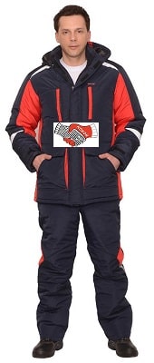 Костюм зимний: куртка дл.,брюки т.синий с красным и СОП 50 мм 02900