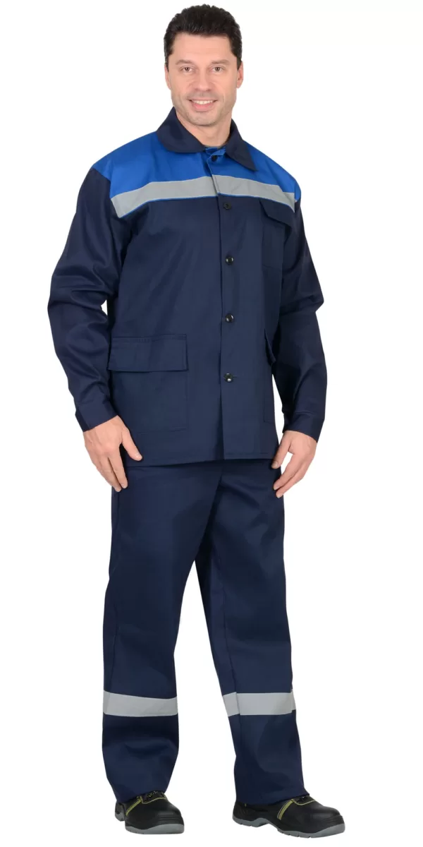 Костюм куртка, брюки синий с васильковым с СОП 03203