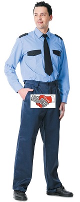 Рубашка охранника длинный рукав синяя Кос03524