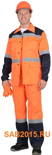 Костюм дорожный оранжевый куртка с полукомбинезоном 04007