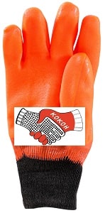 Перчатки утепленные “ВИНТЕРЛЕ Оранж РП”, двойное ПВХ, утепл. х/б ткань с начесом, манжета 04306