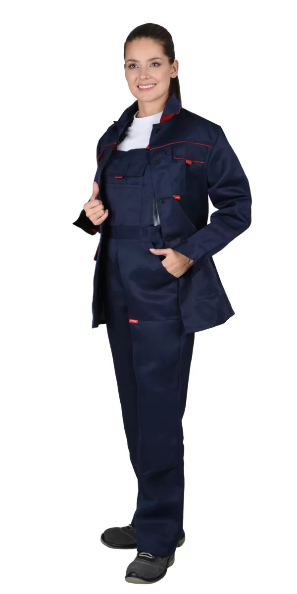 Костюм женский куртка с полукомбинезоном темно-синий 05093