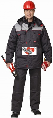 Костюм утепленный зимний: куртка дл., брюки тёмно-серый с серым 06884