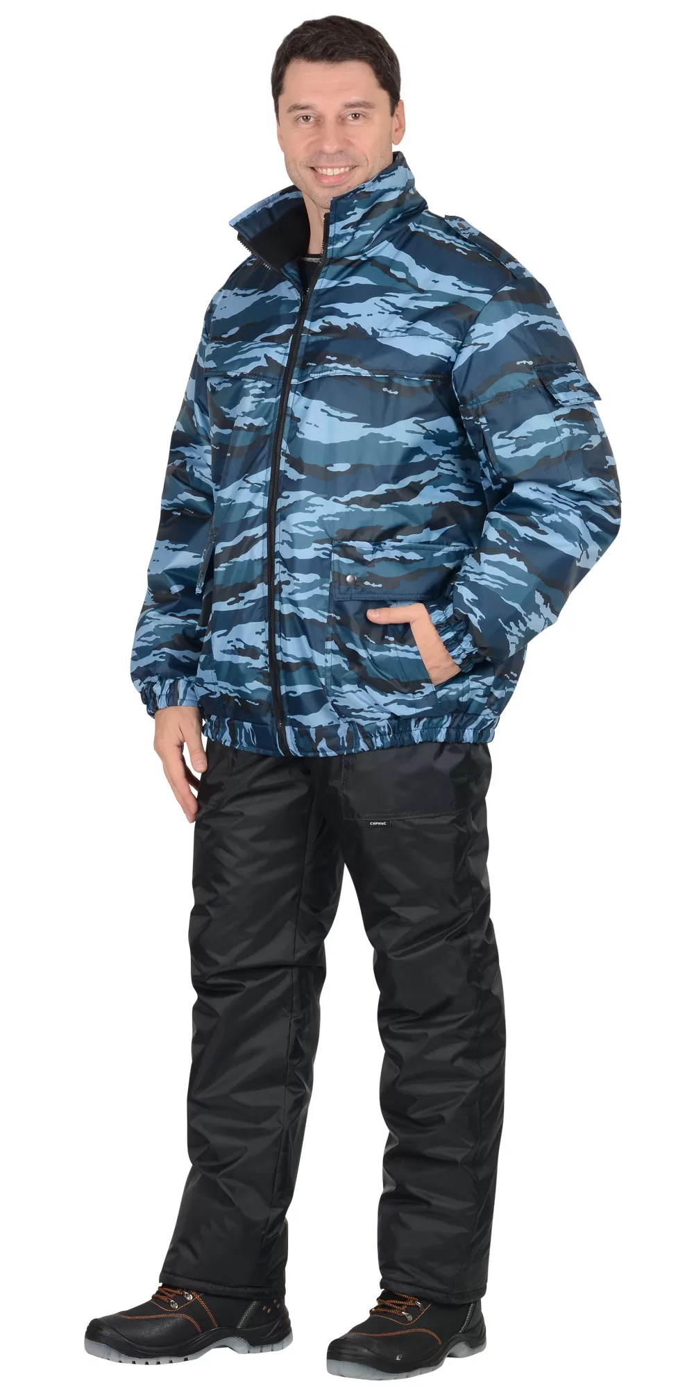 Куртка охранника утепленная короткая КМФ серый вихрь 103284