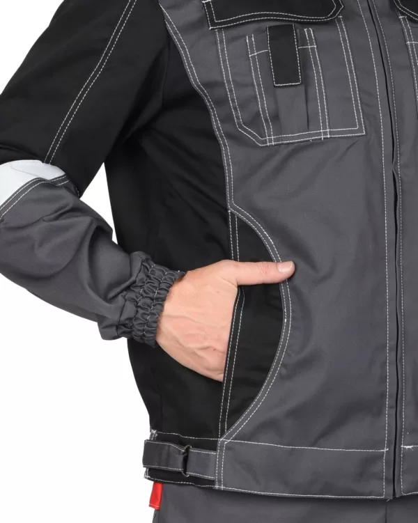 Костюм мужской летний, куртка и полукомбинезон, серый с черным, СОП 112531
