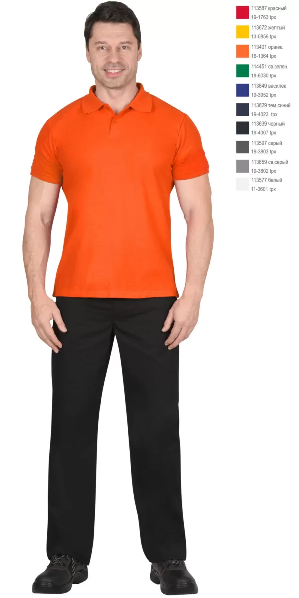 Рубашка-поло оранжевая короткие рукава с манжетом, пл.180 г/м2 113401