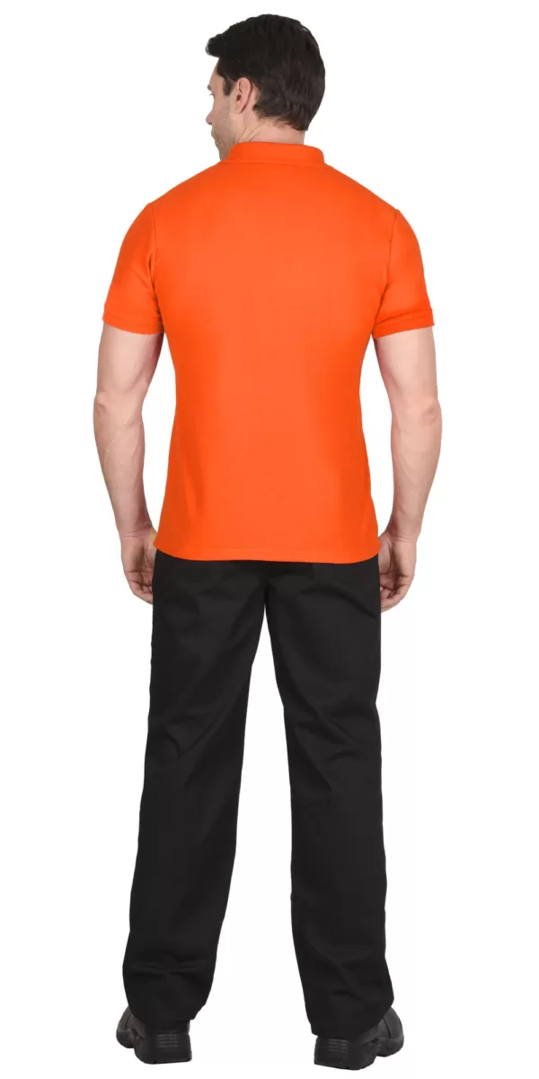 Рубашка-поло оранжевая короткие рукава с манжетом, пл.180 г/м2 113401