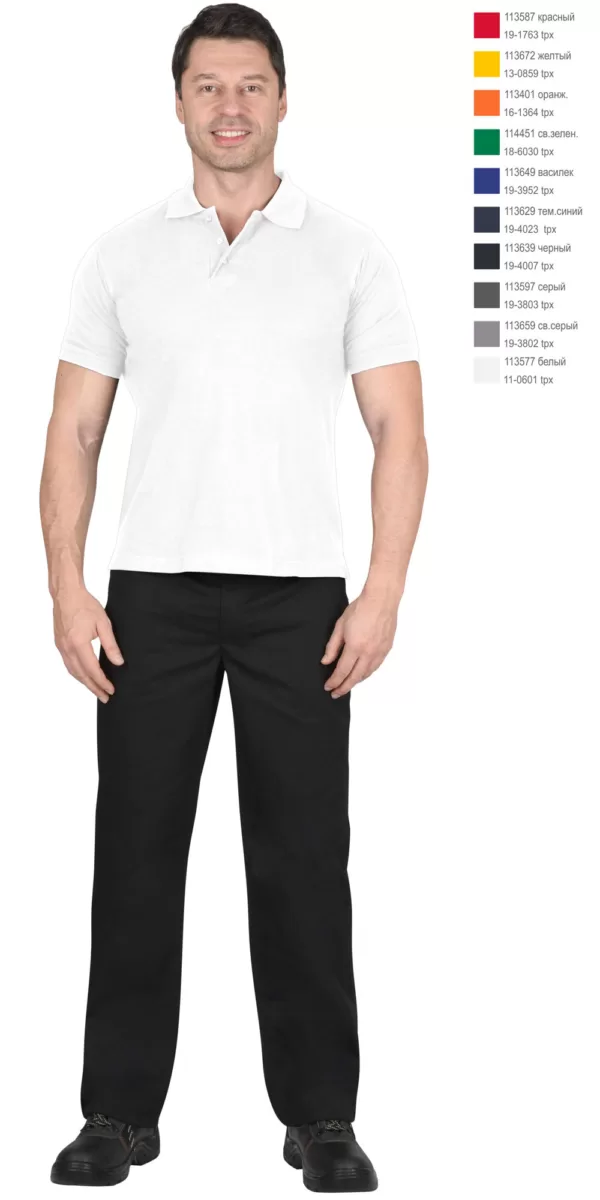 Рубашка-поло белая короткие рукава с манжетом, пл.180 г/м2 113577