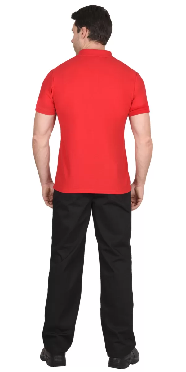 Рубашка-поло красная короткие рукава с манжетом, пл.180 г/м2 113587