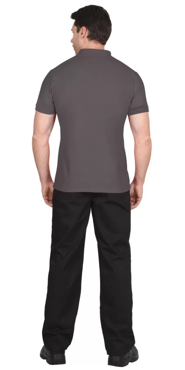 Рубашка-поло серая короткие рукава с манжетом, пл.180 г/м2 113597