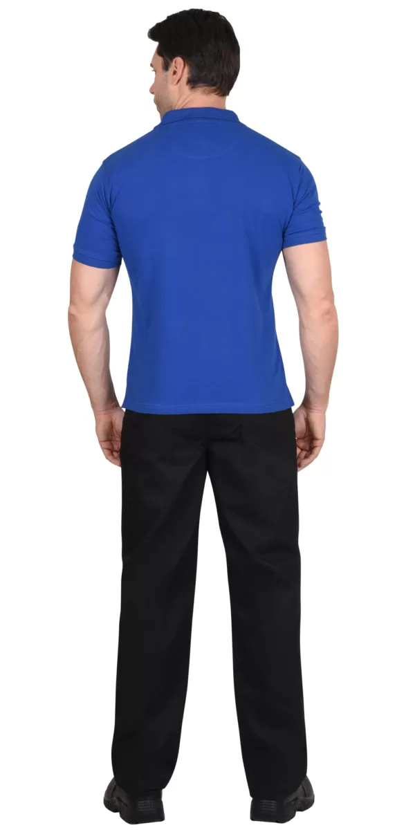 Рубашка-поло васильковая короткие рукава с манжетом, пл.180 г/м2 113649