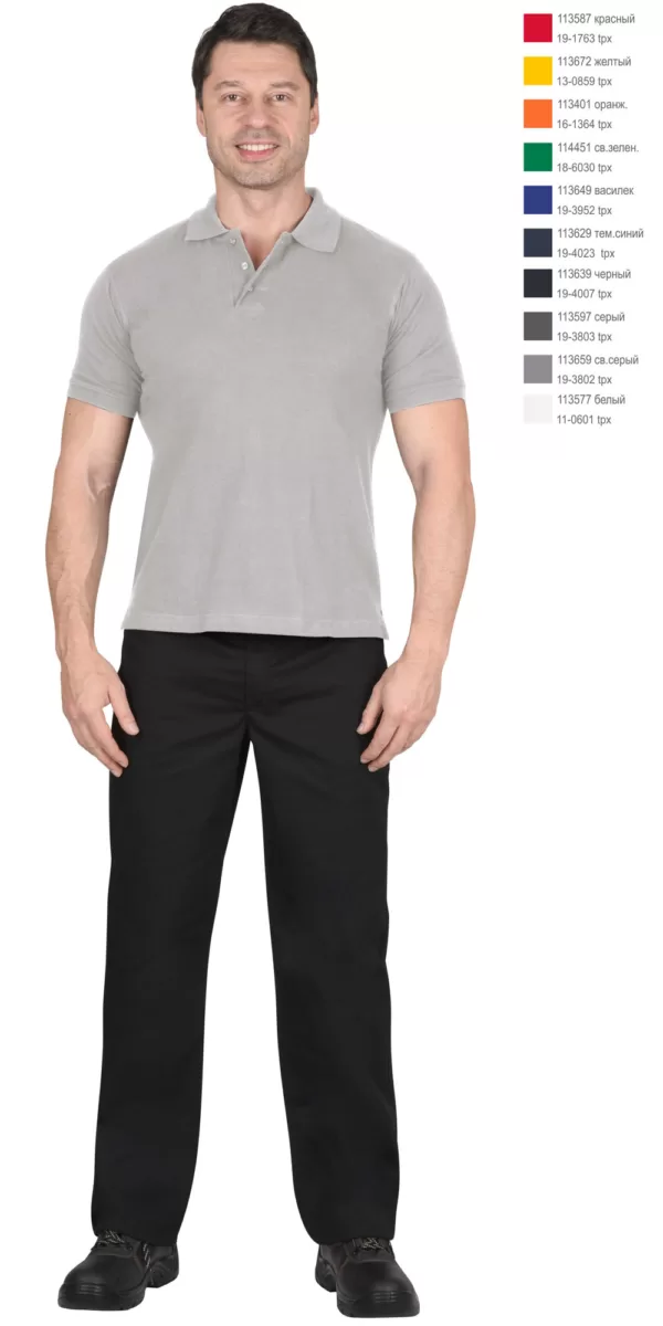 Рубашка-поло св.серая короткие рукава с манжетом, пл.180 г/м2 113659