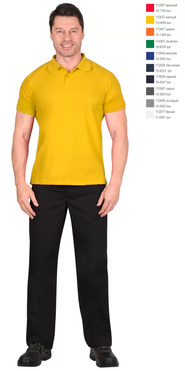 Рубашка-поло желтая короткие рукава с манжетом, пл.180 г/м2 113672