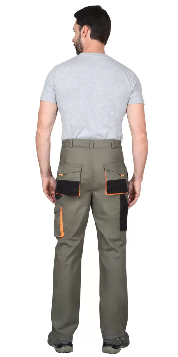 Костюм куртка брюки оливковый с оранжевым и черным ткань механический стрейч пл 260 г/кв.м 115883