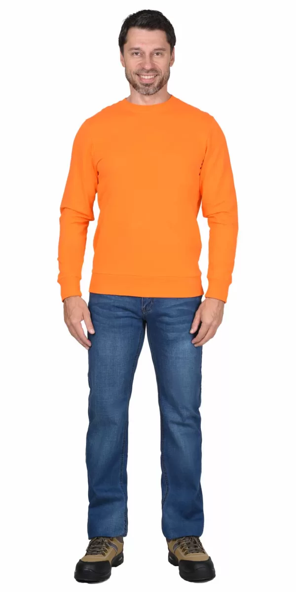 Толстовка-футер дл. рукава оранжевая, рукав с манжетом, пл.240 г/кв.м. р-р XS(44) по 5XL(60) 116590