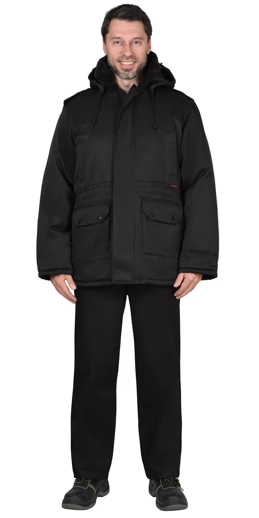 Куртка охранника зимняя удлиненная, черная 122287