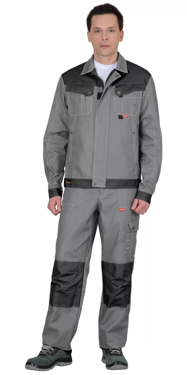 Костюм куртка, брюки средне-серый с темно-серым пл. 275 г/кв.м 123972