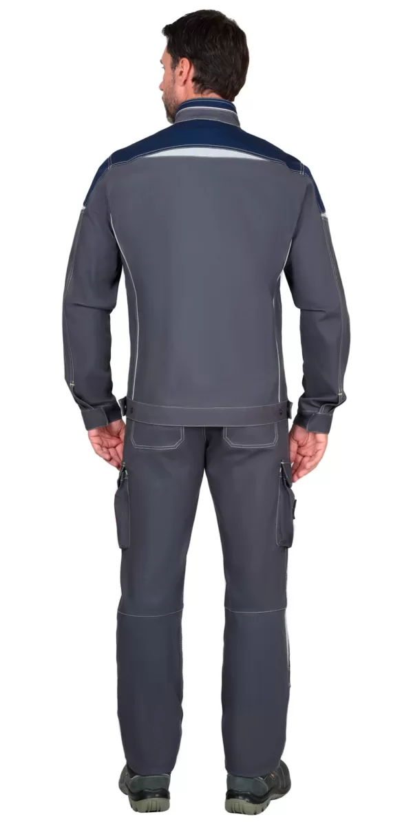 Костюм куртка, полукомбинезон темно-серый с синим тк. мех. стрейч с ВО 132758
