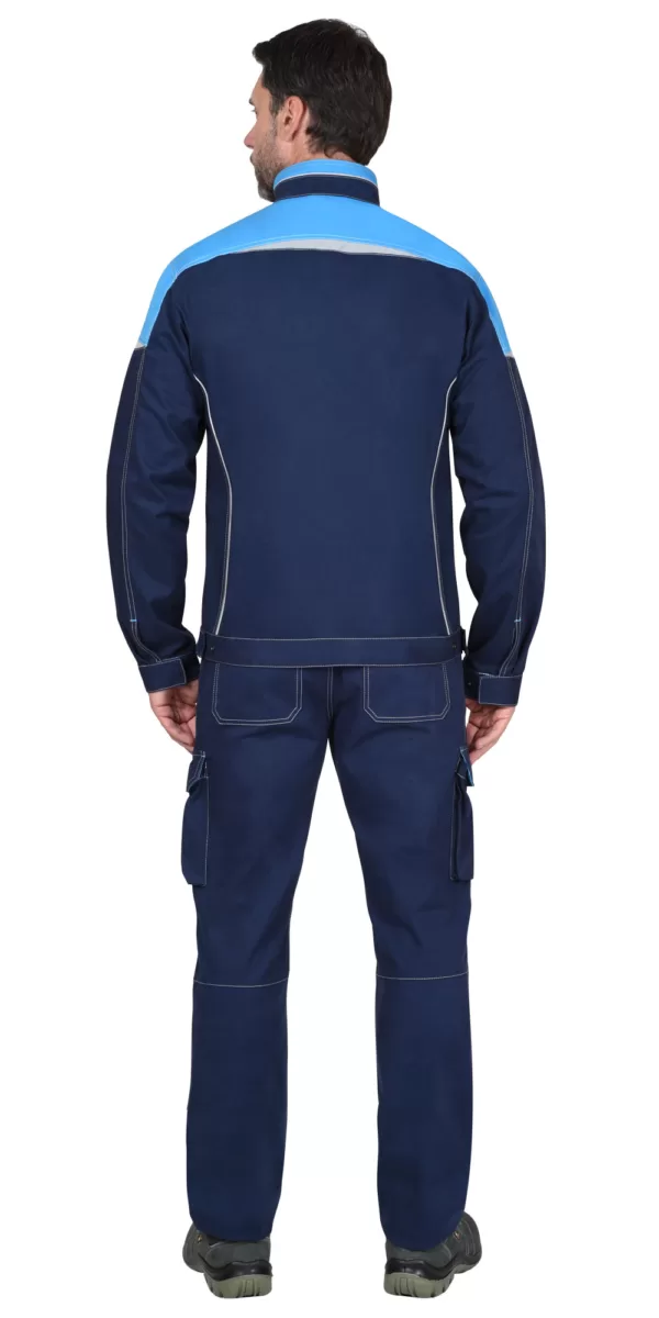 Костюм куртка, полукомбинезон синий с голубым тк. мех. стрейч с ВО 133877