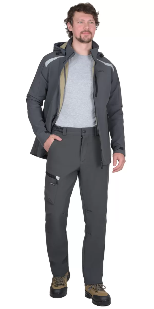 Костюм куртка, брюки, софтшелл т.серый 135269