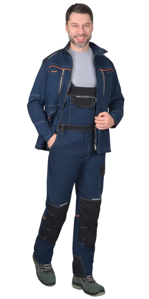 Костюм куртка с полукомбинезоном, синий с черным, Минпромторг 141289