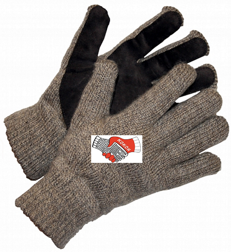 Зимние трикотажные рабочие перчатки со спилковым наладонником и утеплителем “Январь ультра” 1780-1