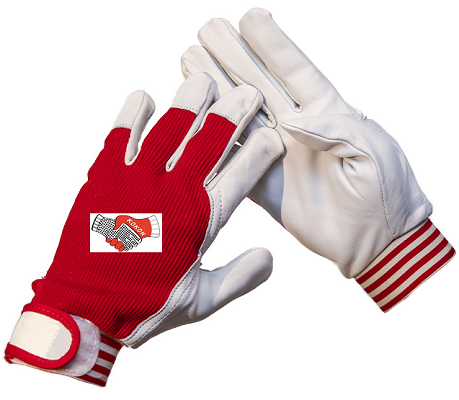 Комбинированные перчатки из козьей кожи красно-белые Tetu202 (размер 7, 8, 9, 10, 11, 12)