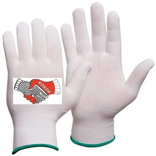 Чистые белые нейлоновые перчатки Gward Touch NP1001б