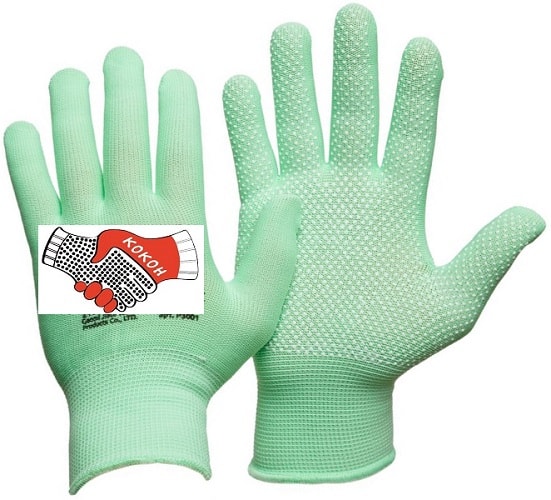 Зеленые нейлоновые перчатки с ПВХ микроточкой Gward Touch Point 8 Премиум P3001