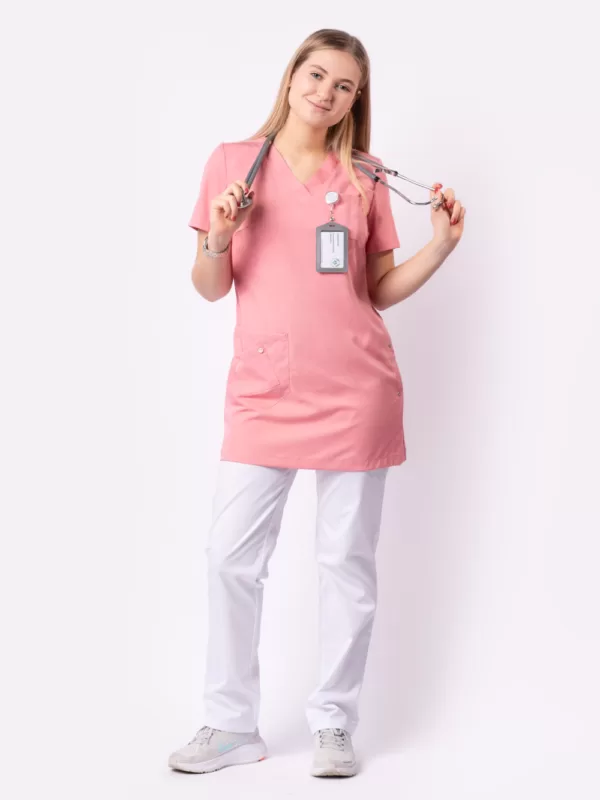 Блуза медицинская женская «Лонга», пыльная роза NEW