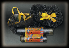 Мешок для мусора “Василёк” 60л, ПНД, черный с завязками, рулон 15 шт. 0407-560Х