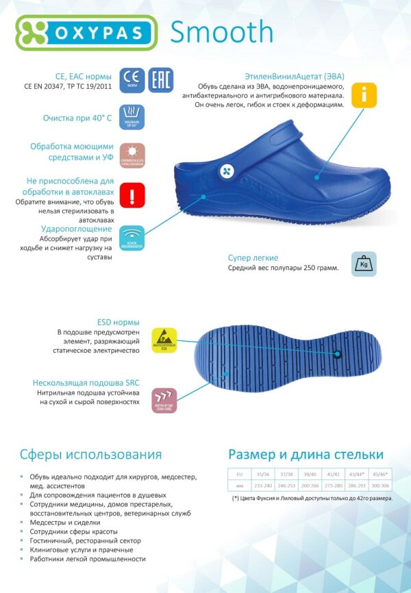 Медицинская обувь синяя SMOOTH