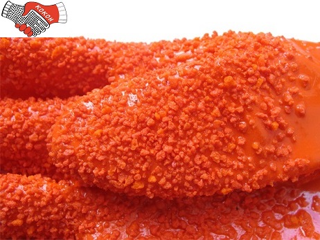 Перчатки ПВХ рыбацкие оранжевые с нарукавниками ПУ без манжета резинки 98797-1